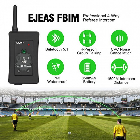 EJEAS 4PCS FBIM Referee 4-Way Communication Intercom System